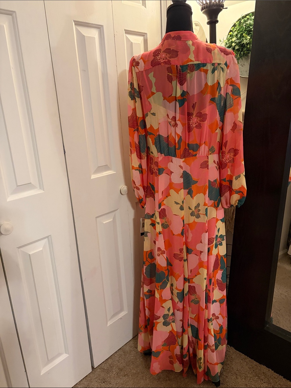 Taylor Floral Maxi Dress in Pink, Coral and Green - Picture 2 of 8